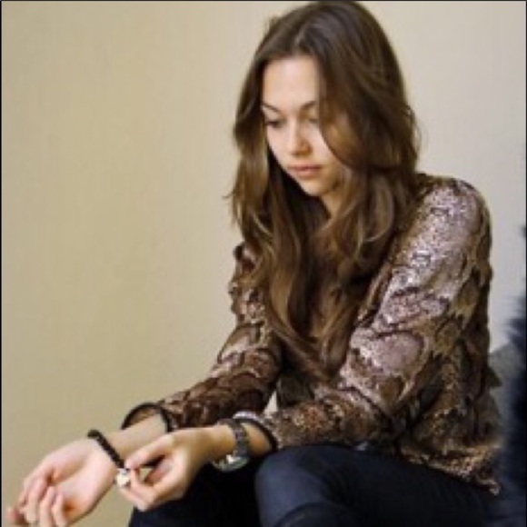 H&M Tops - H&M Snakeskin Print Ling Sleeve Blouse 3/4 Button